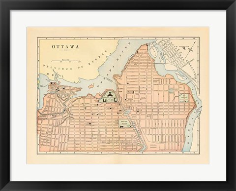 Framed Map of Ottawa Print