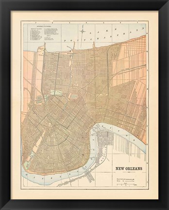 Framed Map of New Orleans Print