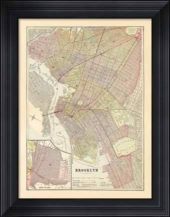 Framed Map of Brooklyn Print