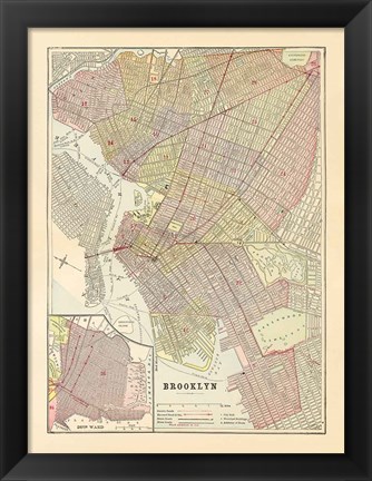 Framed Map of Brooklyn Print