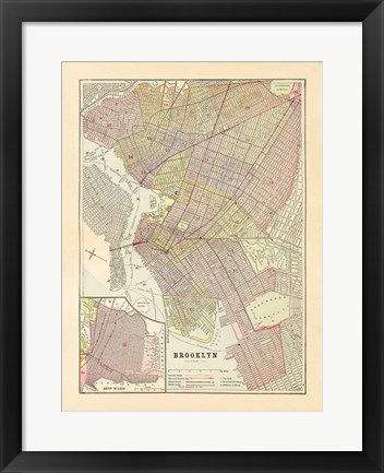 Framed Map of Brooklyn Print