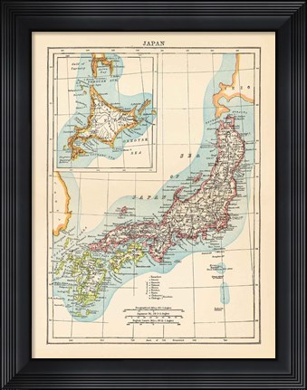 Framed Map of Japan Print