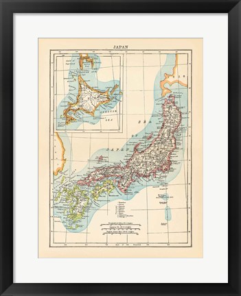 Framed Map of Japan Print