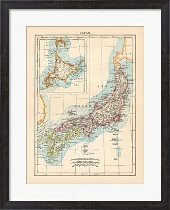 Framed Map of Japan Print