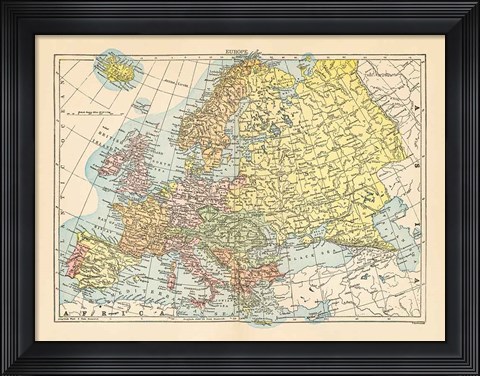 Framed Map of Europe Print