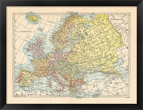 Framed Map of Europe Print