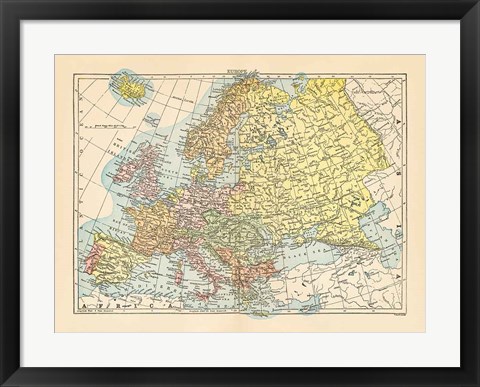 Framed Map of Europe Print