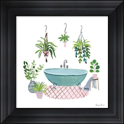 Framed Green Bathroom II Print