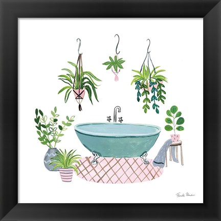 Framed Green Bathroom II Print