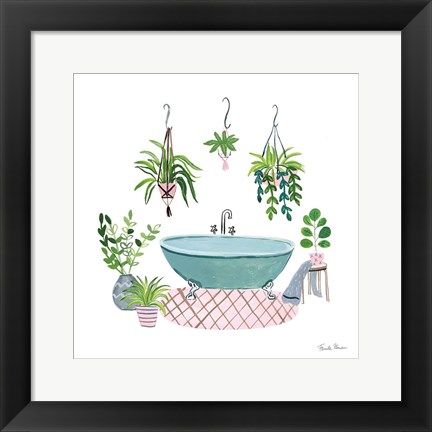 Framed Green Bathroom II Print