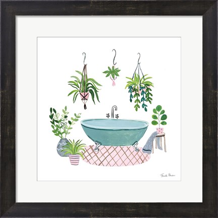 Framed Green Bathroom II Print