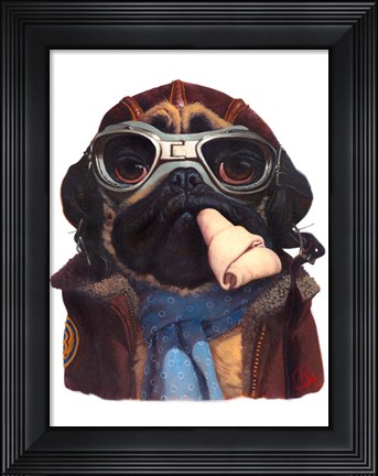 Framed Aviator Pug Print