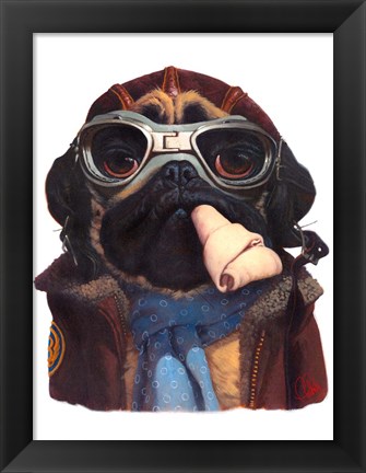 Framed Aviator Pug Print