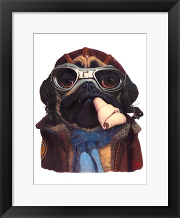 Framed Aviator Pug Print