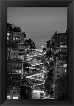 Framed Lombard Street BW Print