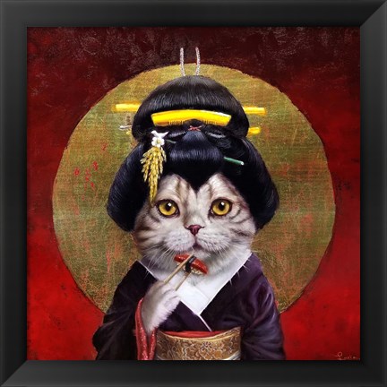 Framed Kyoto Kitty Print