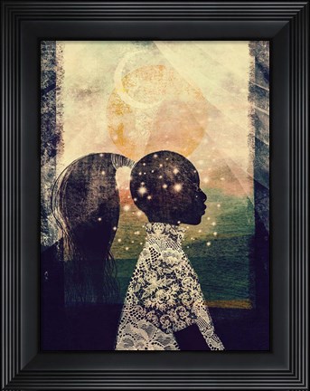 Framed Sun, Stars and Moon Print