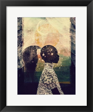 Framed Sun, Stars and Moon Print