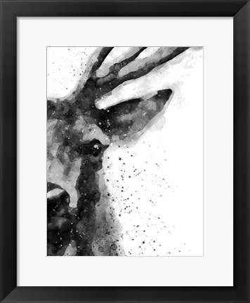 Framed Deer At Attention Print