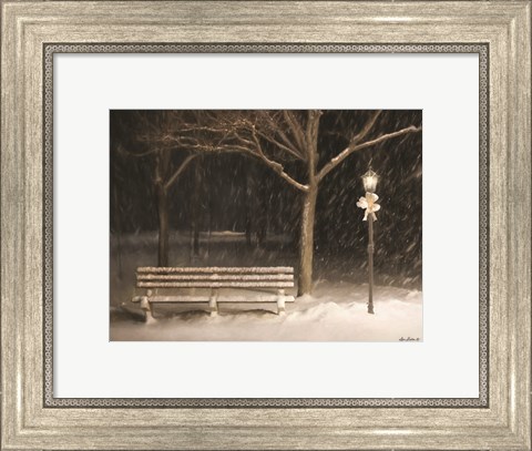 Framed Snowy Bench Print