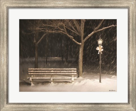 Framed Snowy Bench Print