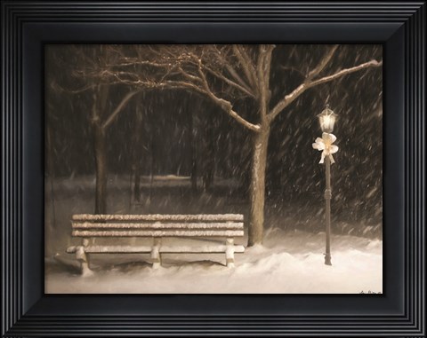Framed Snowy Bench Print