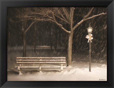 Framed Snowy Bench Print