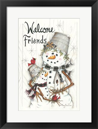 Framed Welcome Friends Snowmen Print