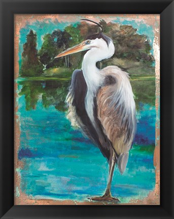 Framed Marsh Heron Print