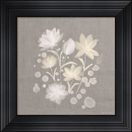 Framed Flower Bunch on Linen II Print