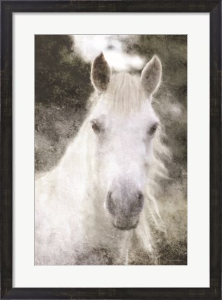 Framed White Horse Mystique Print