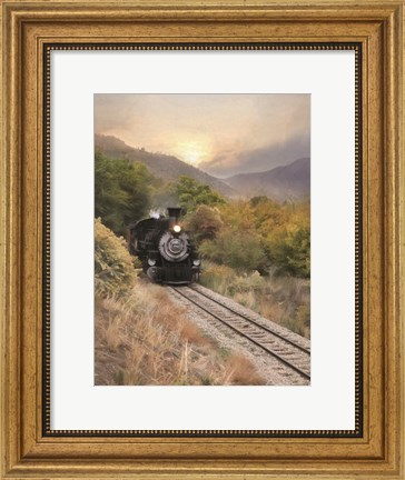 Framed Durango Train at Sunset Print
