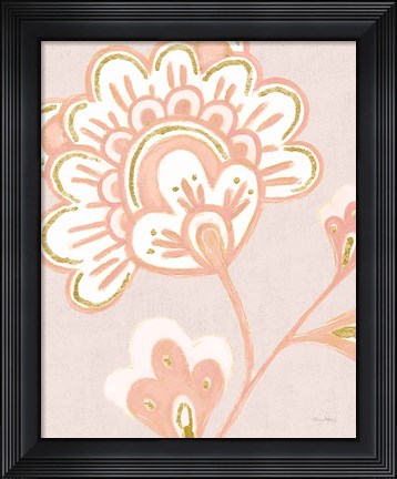 Framed Flora Chinoiserie VI Textured Terra Print
