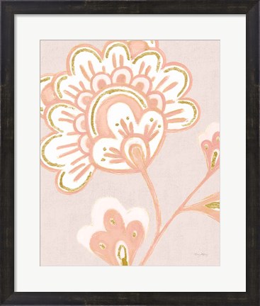 Framed Flora Chinoiserie VI Textured Terra Print