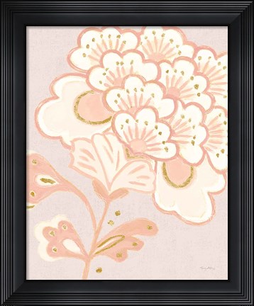Framed Flora Chinoiserie V Textured Terra Print
