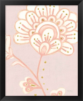 Framed Flora Chinoiserie III Textured Terra Print