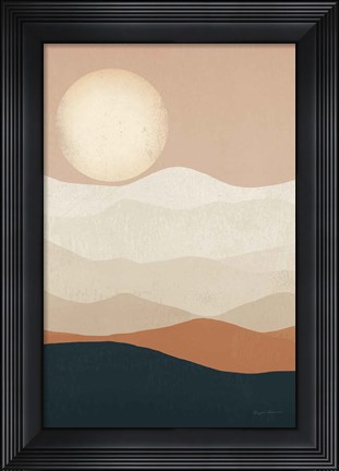 Framed Mojave Mountains and Moon Crop Print