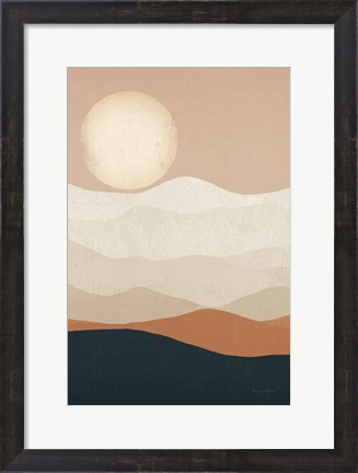 Framed Mojave Mountains and Moon Crop Print