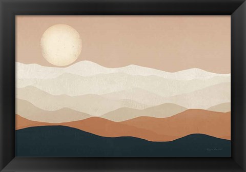 Framed Mojave Mountains and Moon Print