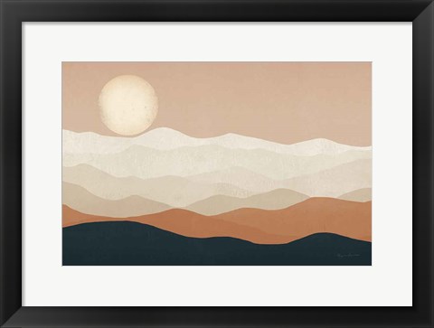 Framed Mojave Mountains and Moon Print