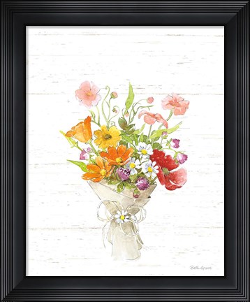 Framed Farmhouse Floral V Shiplap Print