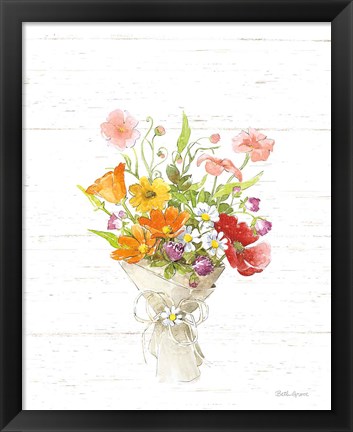 Framed Farmhouse Floral V Shiplap Print