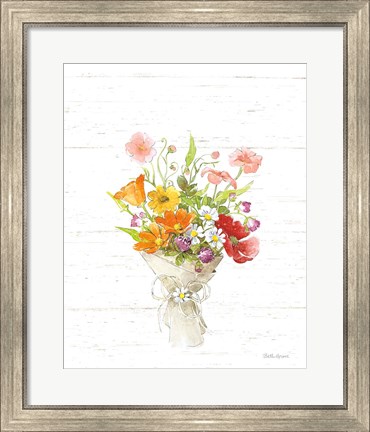 Framed Farmhouse Floral V Shiplap Print