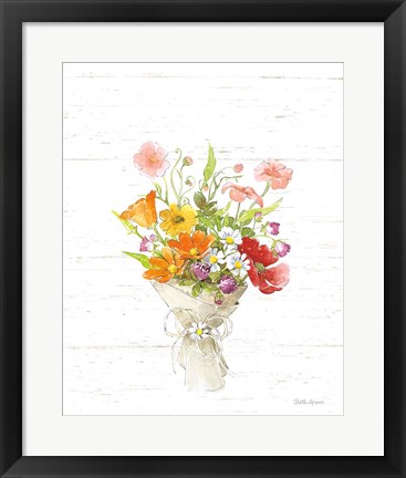 Framed Farmhouse Floral V Shiplap Print