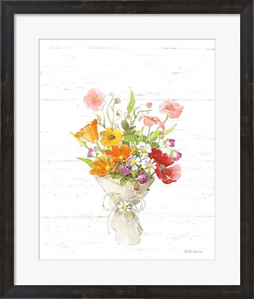 Framed Farmhouse Floral V Shiplap Print