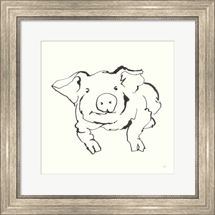 Framed Line Pig II Print