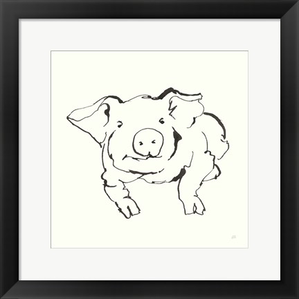 Framed Line Pig II Print