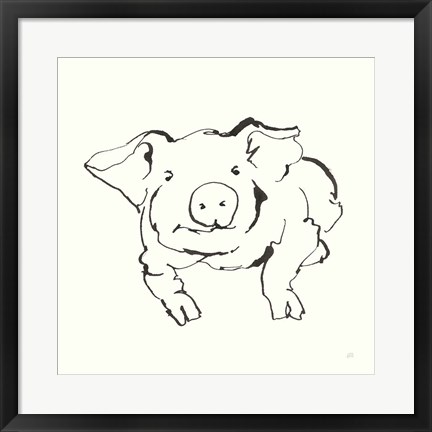 Framed Line Pig II Print