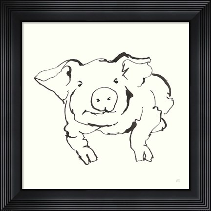 Framed Line Pig II Print