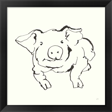 Framed Line Pig II Print